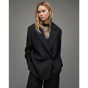 AllSAINTS ALL SAINTS CORIN OVERSIZED WOOL DRESS BLACK JACKET BLAZER NWOT Sz M